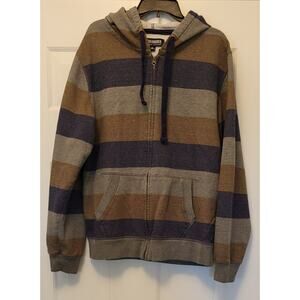 Men's Knickerbocker Blue, Olive & Gray Striped Hoodie Jacket Size XL
